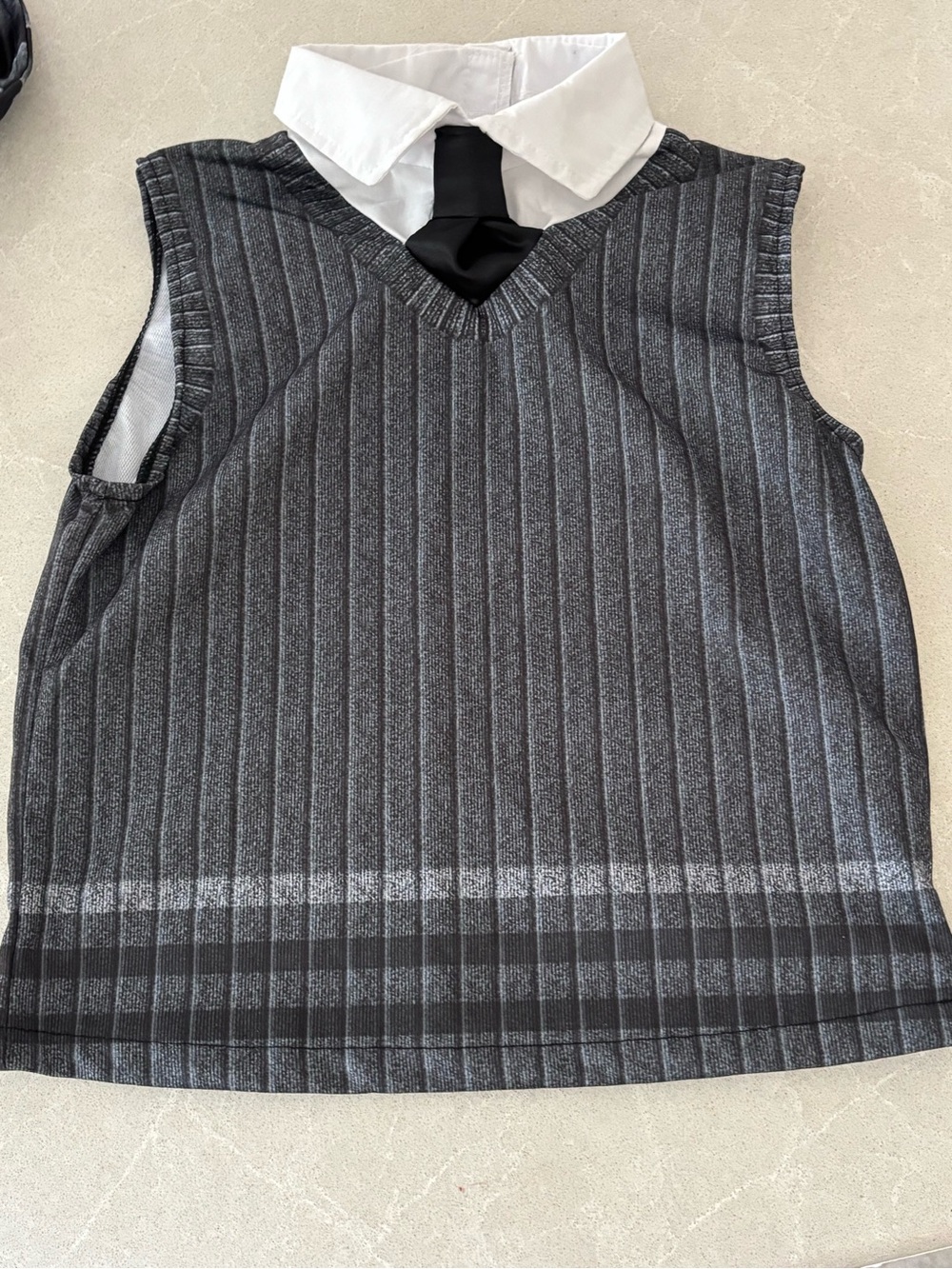 Wednesday Addams Girls Black & Gray Striped One-Piece VEST Adult Small